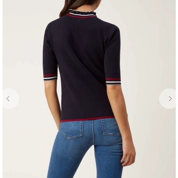 Hobbs London Grace Navy Short Sleeve Sweater NEW - Picture 3 of 8